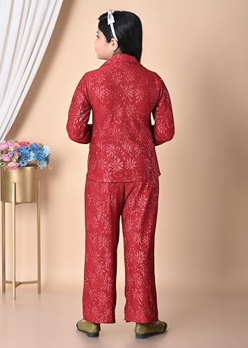 Image of Girls Sparkly Corduroy Co-ord Set, Jacket and Pants, Outfit, Formal Occasion Dress