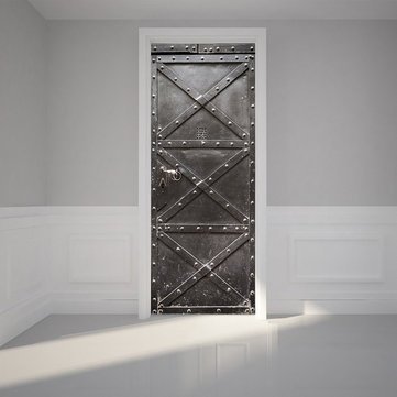 Iron Gate Sticker Self Adhesive Waterproof Refrigerator Door Room Cover Wallpaper Decal