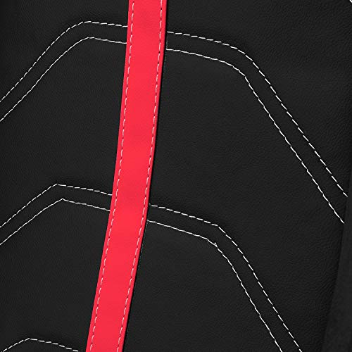 Modifystreet 1 Pair Universal Black Pvc Leather/Red Strip/White Stitching Reclinable Racing Seats #TOP3