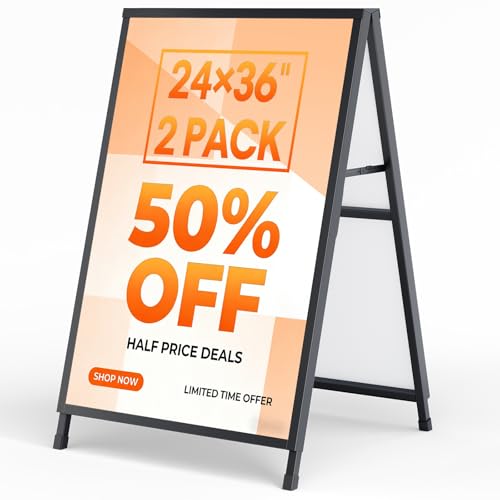 Image of GUOHONG 2Pack A Frame Sign 24x36 Inch, Sandwich Board Sidewalk Sign