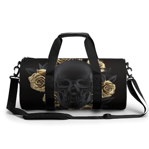 Sac week-end duffel bag crâne de rose en or noir voyage 45cm