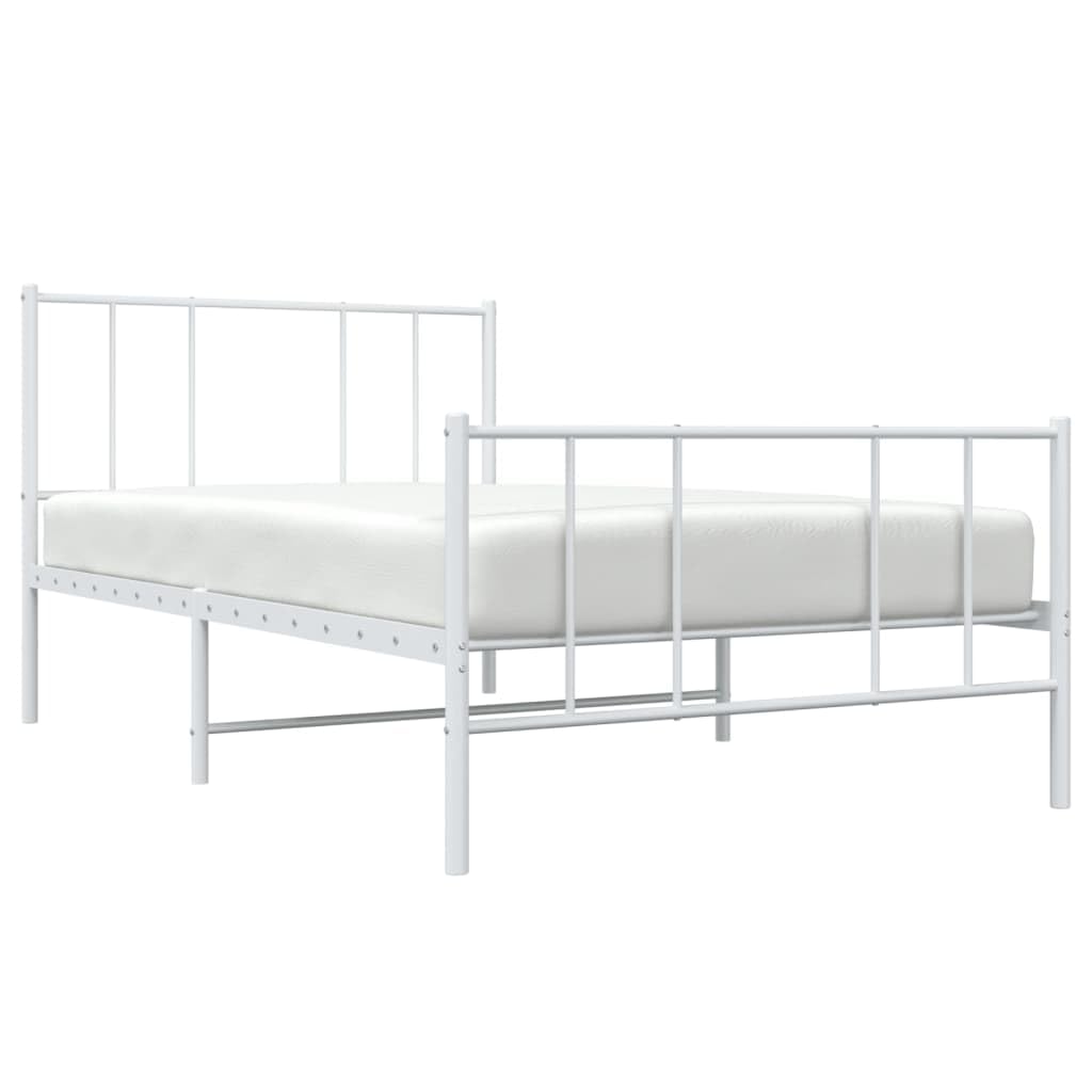 Telaio letto con testiera e pediera in metallo bianco 100 x 200 cm Struttura del letto dell'hotel Cornice da letto per soggiorno Telaio per camera da letto Adatto per camera da letto