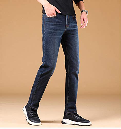 Andongnywell Men's High Waist Basic Casual Straight Leg Loose Zipper Open Jeans Slim Fit Stretch Denim Pants3