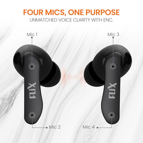 Image of FLiX (Beetel T22 Nitro Buds True Wireless in Ear,Bluetooth v5.4(Quick Paring),10mm Super Bass Drivers,IPX4 Rated,Quad Mic with ENC,Touch Controls, 50hrs Playback, AI Voice Assistant (XTW-T22)(Black)