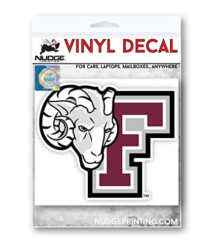 Image of Fordham University Rams Block F Maroon and Grey Logo Weatherproof Vinyl Sticker Car Decal from Nudge Printing