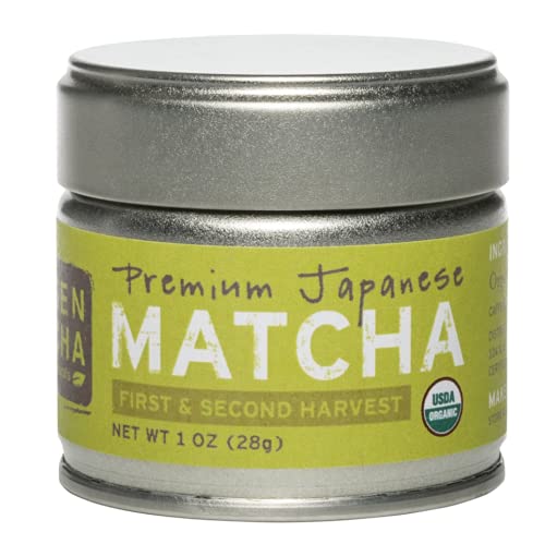 Sencha Naturals Organic Premium Matcha Powder | Authentic Japanese Origin - Premium First and Second Harvest Premium Grade, 1 oz Tin (Pack of 1)