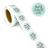 Pretty Things Inside Stickers Small Business - 1 Inch Round Adhesive Labels - Roll of 500 (Blue - Pretty Things Inside)