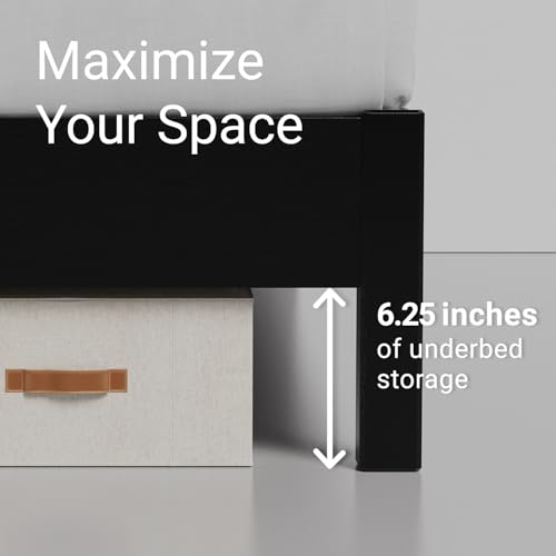 Image of LIFEMENT Full Bed Frame Signature Wood Platform, Noise Free, Under Bed Storage, No Box Spring Needed, Easy Assembly, Black