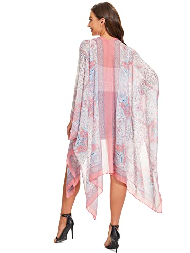Image of Breezy Lane Women's Kimono Cardigan Summer Swimsuit Coverups Beach Cover Up with Floral Print for Vacation