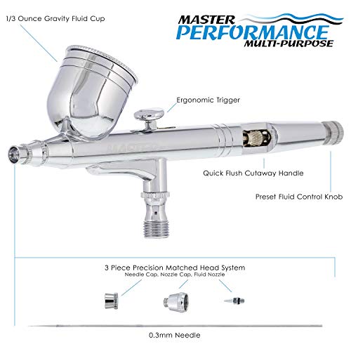 Aérographe multifonction pointe 0.3mm Master Airbrush G23 haute précision - 3