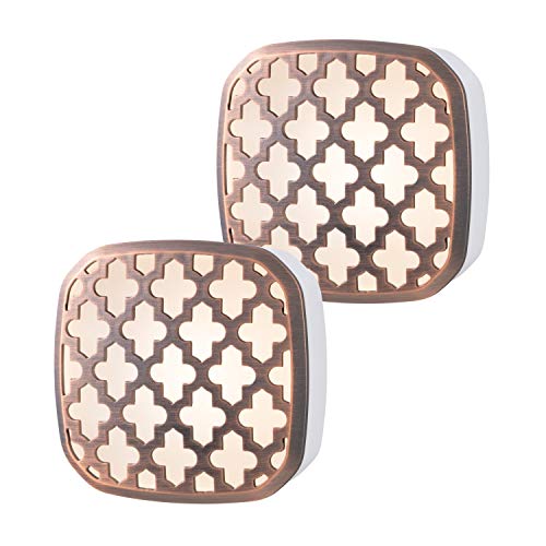Lights By Night Decorative LED Night Light, Oil-Rubbed Bronze Moroccan Design, Plug-in, Dusk to Dawn Sensor, UL-Certified, Home DÃ©cor, Ideal for Bedroom, Bathroom, Kitchen, Hallway, 55164, 2 Pack