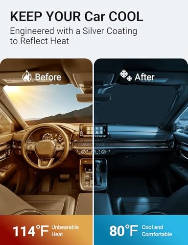 Image of Proadsy for Honda CRV 2023-2025 2026 Windshield Sun Shade 4-Layer Foldable Front Sunshade Protector Sun Visor Blocks UV Rays Keep Car Cooler