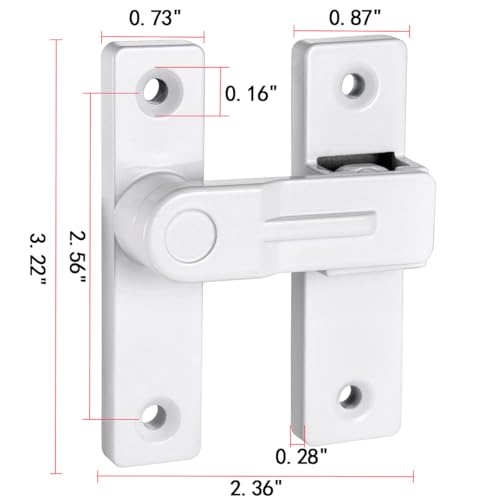 Image of White Flip Barn Door Lock - 180 Degree Barn Door Lock Privacy Latch - Zinc Alloy Security Latches for Barn Doors, Garden Gates, Windows, Cabinets, and Sliding Doors