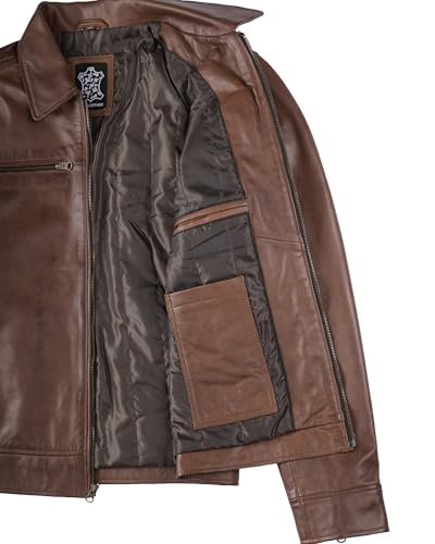 Image of fjackets Leather Jacket Men - Real Lambskin Mens Leather Jacket - Moto Biker Shirt Collar Style