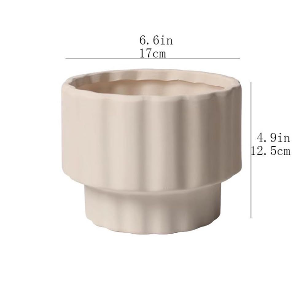 Doniczka Ceramiczne małe doniczki z otworami drenażowymi, pojemnik na sadzarkę o zakrzywionym kształcie, do sypialni na świeżym powietrzu w pomieszczeniach Parapet ogrodowy (beżowy) Doniczka