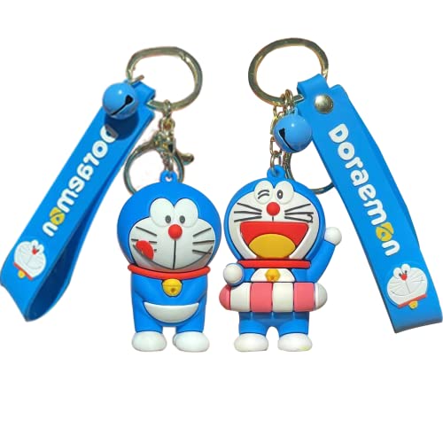 NC ZHUYAO Llavero,2 Piezas Llavero Doraemon Colgante,Romántico Parejas Llaveros Nuevo Hogar Llaveros Llavero Set Personalidad para Llaves de Casa y Coche para la
