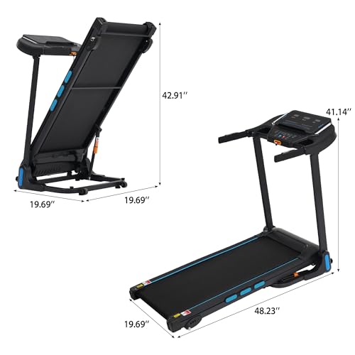 Image of Treadmills for Home, 3.5HP Hydraulic System Auto Foldable Treadmill with Incline,10MPH 350Lbs Weight Capacity Electric Treadmills with Heart Rate Sensors,Type C & USB Charge,Bluetooth Speaker