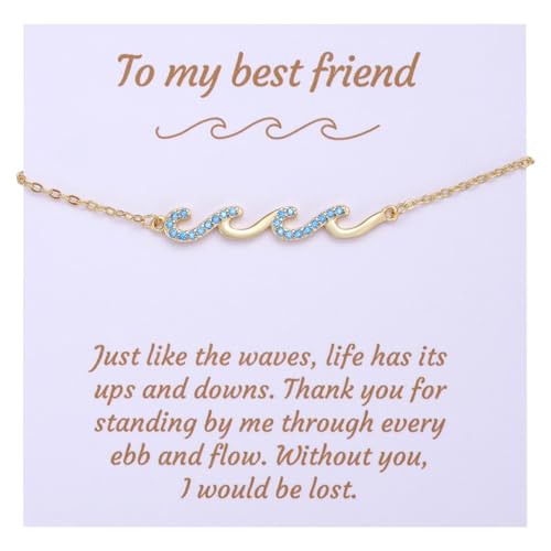 Image of Kvekstio Best Friend Gift, Sparkling Wave Charm Friendship Bracelet for BBF Bestie Sister Friends, Through The Waves of Life