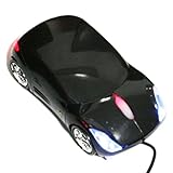 HDE Sports car Wired 3D Optical Mouse With Chrome Wheels for Computer PC Laptop (Black)