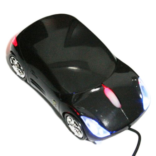 HDE Sports car Wired 3D Optical Mouse With Chrome Wheels for Computer PC Laptop (Black)