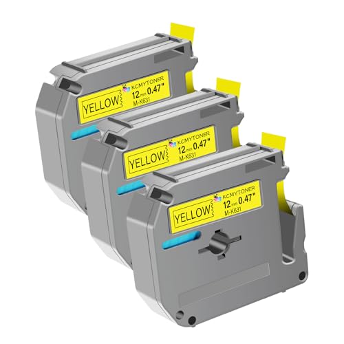 Ruban d'étiquettes M-K631 MK631 12mm noir sur jaune pour PT-90 PT-80