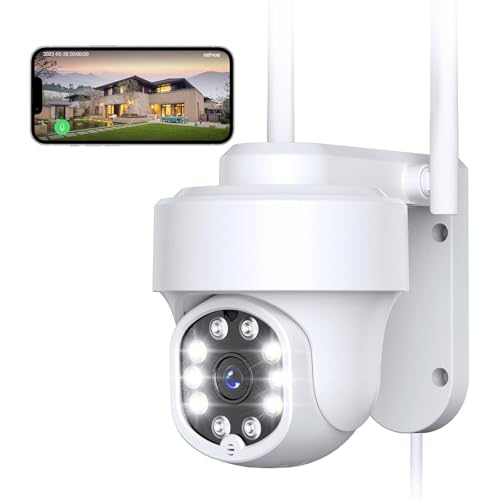 NETVUE Caméra de Surveillance WiFi extérieure, Domicile FHD Vue à 360 et Audio bidirectionnel, intérieur et détection de Mouvement, Vision Nocturne en Couleur