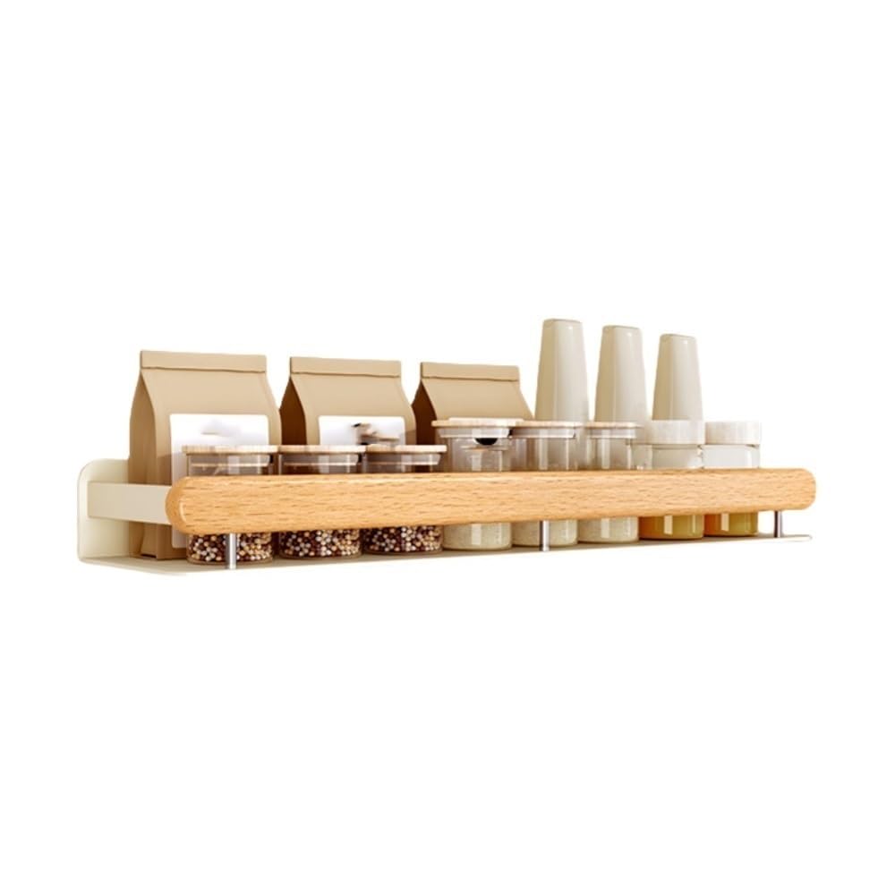 Goxyffmnv Wall Mounted Rack, Condiment Storage Rack, Wall Mounted Display Rack, Simple Organizer Stand for Kitchen, Bathroom, Dining Room(19.7 * 4.7 * 2.2IN)