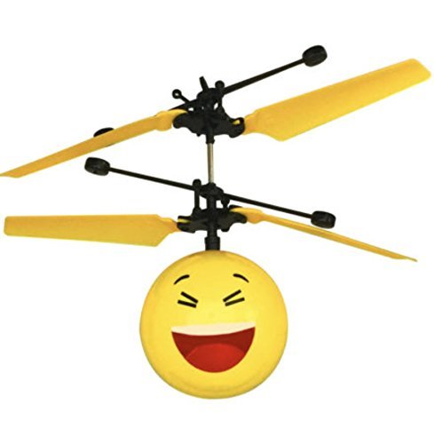EMOJI Mini RC Flying Magic Fun Illuminated Ball - RC Infrared Induction USB Helicopter Ball with Built-inShinning LED Lighting for Kids, Teenagers. FREE SPINNER
