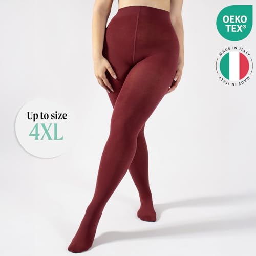 Image of CALZITALY Cashmere Wool Tights - 150 DEN Opaque Fleece Lined Warm - Multi Color Pantyhose for Women, S - 4XL