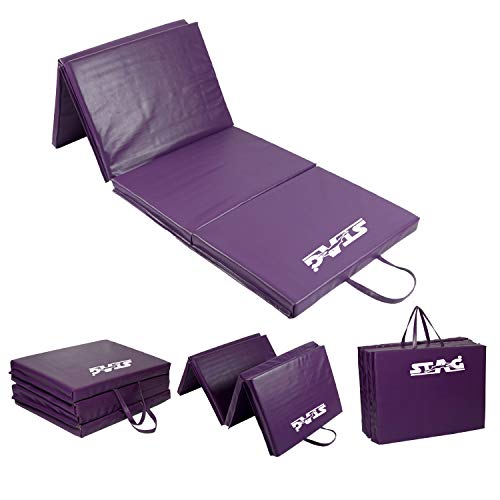 Image of STAG Multi-Purpose Foldable Fitness MAT 180 CM X 60 CM X 30 MM | Use as Tumbling mat, Gymnastics mat, Crash pad | Thick Foam | for Both Men and Women