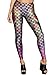 Halloween Womens Mermaid Leggings with Fish Scale Fin Print Tights Rainbow L