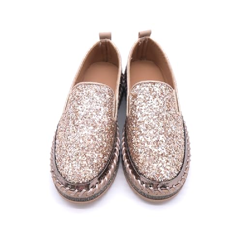 Image of Women's Platform Rhinestones Glitter Fashion Sneakers Comfortable Slip On Flat Loafers Walking Wedding Dress Shoes Casual Shoes