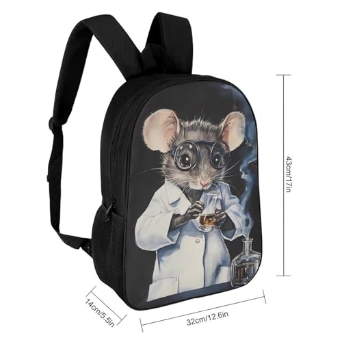 Lab Rat Travel Backpack 17 Inch Casual Daypack Shoulder Bag with Adjustable Shoulder Straps2