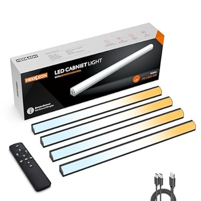 MEKKLEON Under Cabinet Lights Remote Control,4 Pack Magnetic Rechargeable Light bar,Under Cabinet Lighting Wireless,Ceiling and Under Counter Lights for Kitchen,Wardrobe,Shelf (Black, 30 CM)