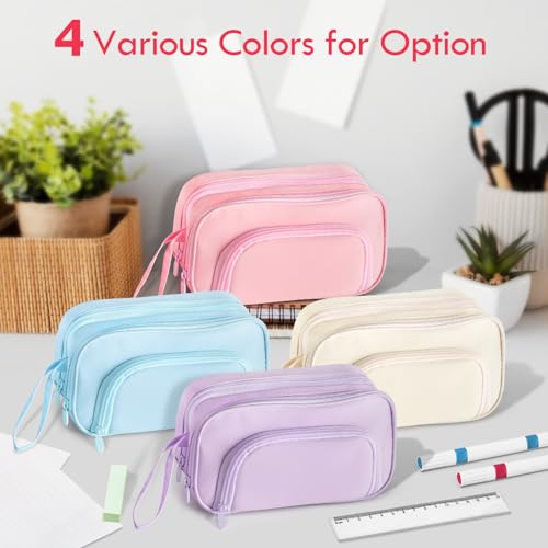 Image of Large Capacity Pencil Case with Pull-out Structure - Multifunctional Extra Big Pencil Pouch Pen bag, Portable Stationery Organizer with Zipper, College Office School Supplies for Girls, Pink