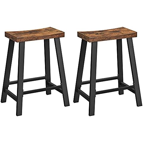 VASAGLE Barhocker, Hocker mit gebogener Sitzfläche, 2er Set Cover