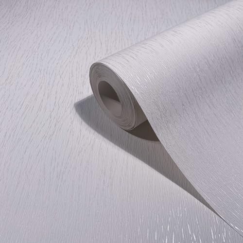 marburg Papel pintado de líneas blancas monocromáticas para salón, dormitorio, cocina, fabricado en Alemania, 10,05 x 0,53 m