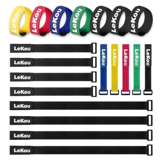 Lekou 20 Pack(8" 12" 18") Adjustable Cable Strap Multipurpose Hook and Loop Cable Ties Wire Management-Black