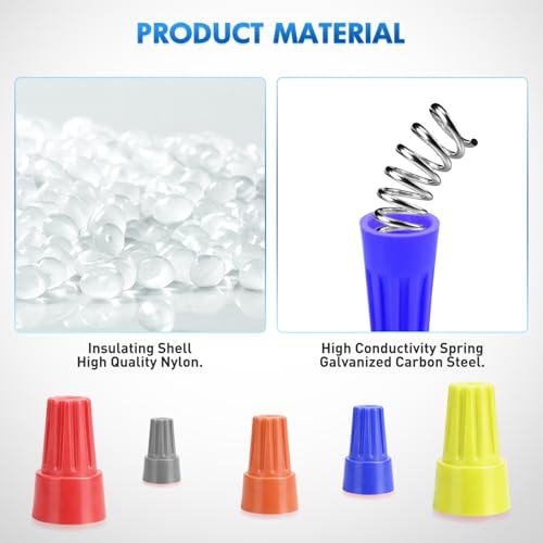 Image of Nilight 400PCS Blue Wire Connectors Kit 20-18 AWG Electric Wire Caps Insulating Insert Twist Electrical Wire Terminal with Spring for Connect Electrical Wiring Automotive Car Truck Boats Marine