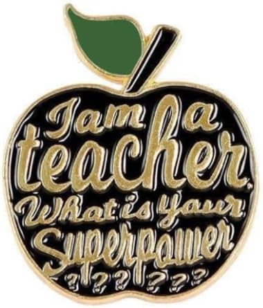 Teacher Lapel Pin Brooch 2.8cm Metal Badge - Teacher SuperPower - Black