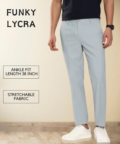 Image of MALENO Slim Fit Ankle Length Cotton Lycra Blend Formal Trouser for Men | Stretchable Ankle Length Formal Pant for Men