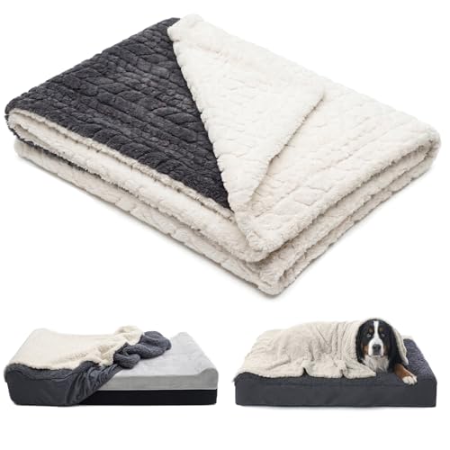 Laifug Large pet/Dog Bed Cover, Soft Plush, Replaceable, Washable, Waterproof pet Bed Lining, Gray White (50 "x36 x10)