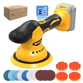 Cordless Car Buffer Polisher Kit for Dewalt 20V Battery(NO Battery),6 In Brushless Dual Action Random Polishing Machine , 8 Variable Speed 5500RPM, Orbital Polisher for Car Detailing,14Pcs Accessories