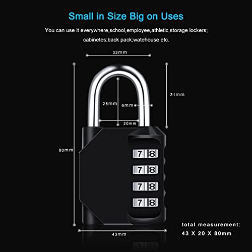 Diyife Combination Padlock, Weatherproof 4 Digit Resettable Locker Lock by Diyife - Image 3