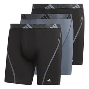 adidas Men’s Performance Mesh Boxer Brief Underwear (3-Pack) Engineered for Active Sport with All Day Comfort, Soft Breathable Fabric, Black/Onix Grey/Black, Small, Black/Onix Grey/Black, S