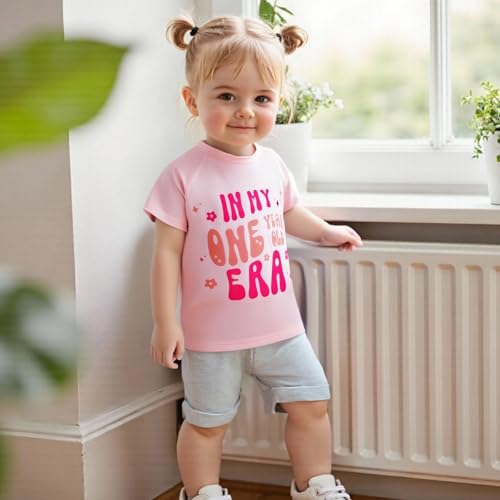 Baby Girl First Birthday Outfit In My One Year Old Era T-Shirt Solid Color Shorts Set 1st Birthday Gifts3