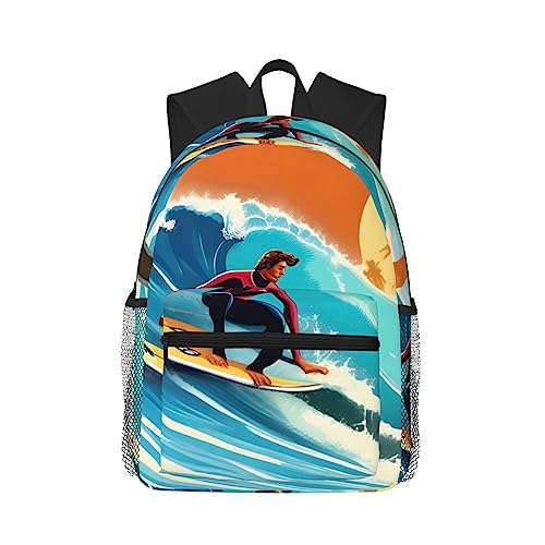 Mochila para laptop EdWal de 15.7 pulgadas con estampado hawaiano negro para viaje