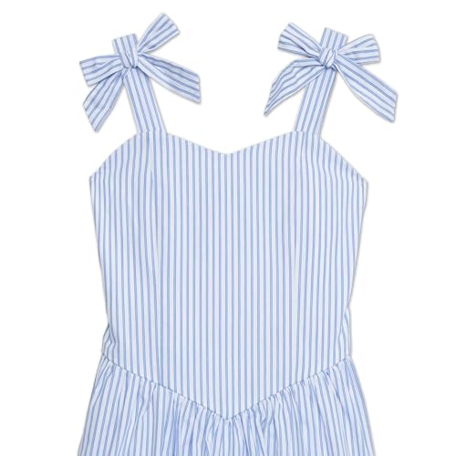 Speechless Girls' Striped Cotton Skater Dress with Bow Shoulders4