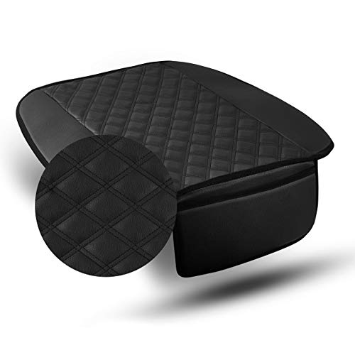 Fh Group Faux Leather Seat Cushion Pad With Front Pocket Front Set – Universal Fit For Cars Trucks & Suvs (Black) #TOP21