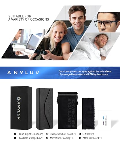 Image of ANYLUV Blue Light Glasses for Women & Men, Stylish Blue Light Blocking Glasses, Eyes Protection & Anti Eyestrain Eyewear